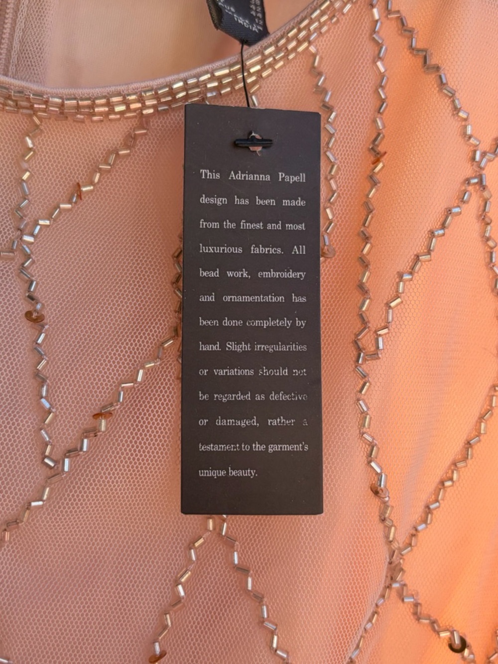 🆕✨ Adrianna Papell Blush Beaded Mesh Gown Maxi Dress Size 8 Sequin Nude Pink - Picture 14 of 16